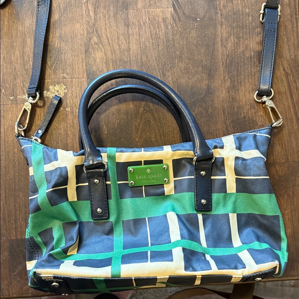 Kate Spade Blue and Green Plaid Satchel